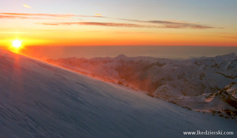 monte rosa wschód słońca