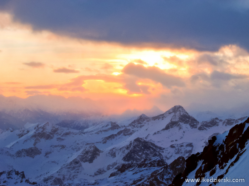 monte rosa zachód słońca