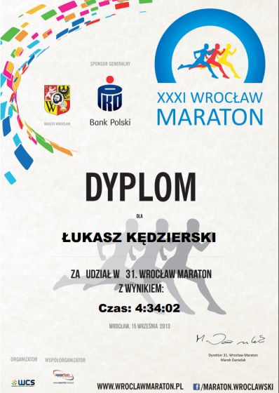 xxxi wrocław maraton certyfikat