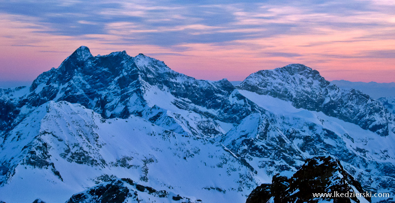 monte rosa zachód słońca