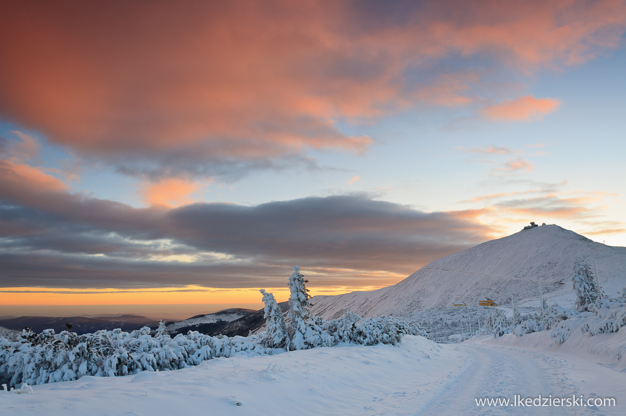 karkonosze,  śnieżka, sunrise, wschód słońca w Karkonoszach