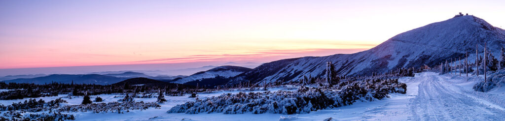 panorama wschód słonca karkonosze