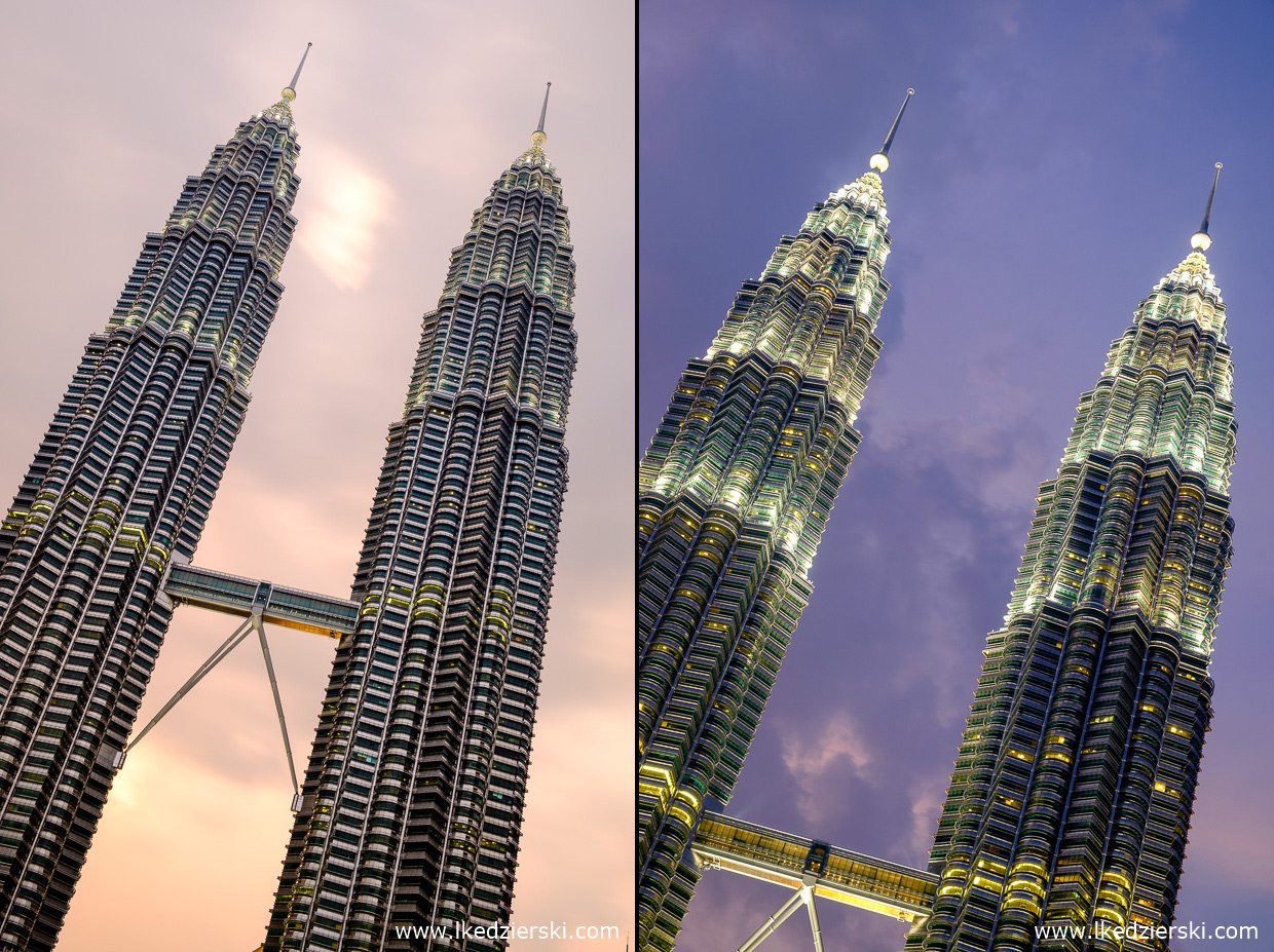 malezja kuala lumpur petronas towers sunset