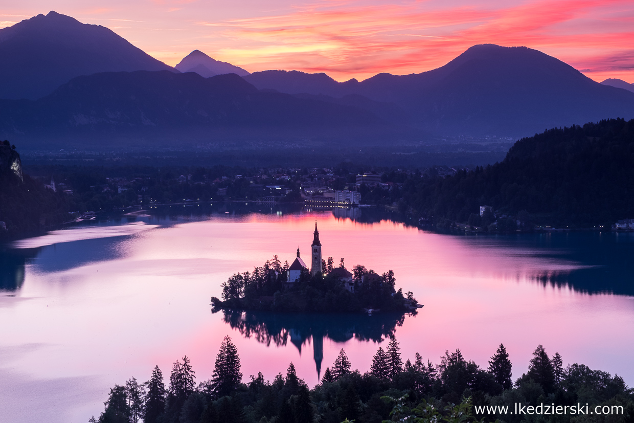 słowenia jezioro bled wschód słońca sunrise