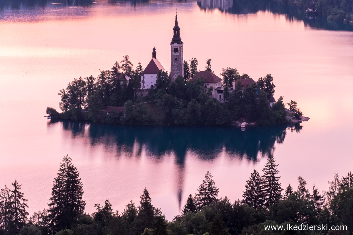 słowenia jezioro bled wschód słońca sunrise