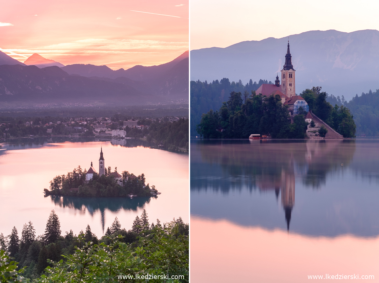 słowenia jezioro bled wschód słońca sunrise