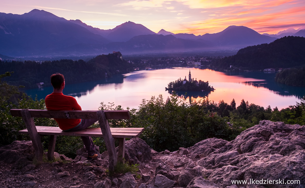 słowenia jezioro bled sunrise wschód słońca