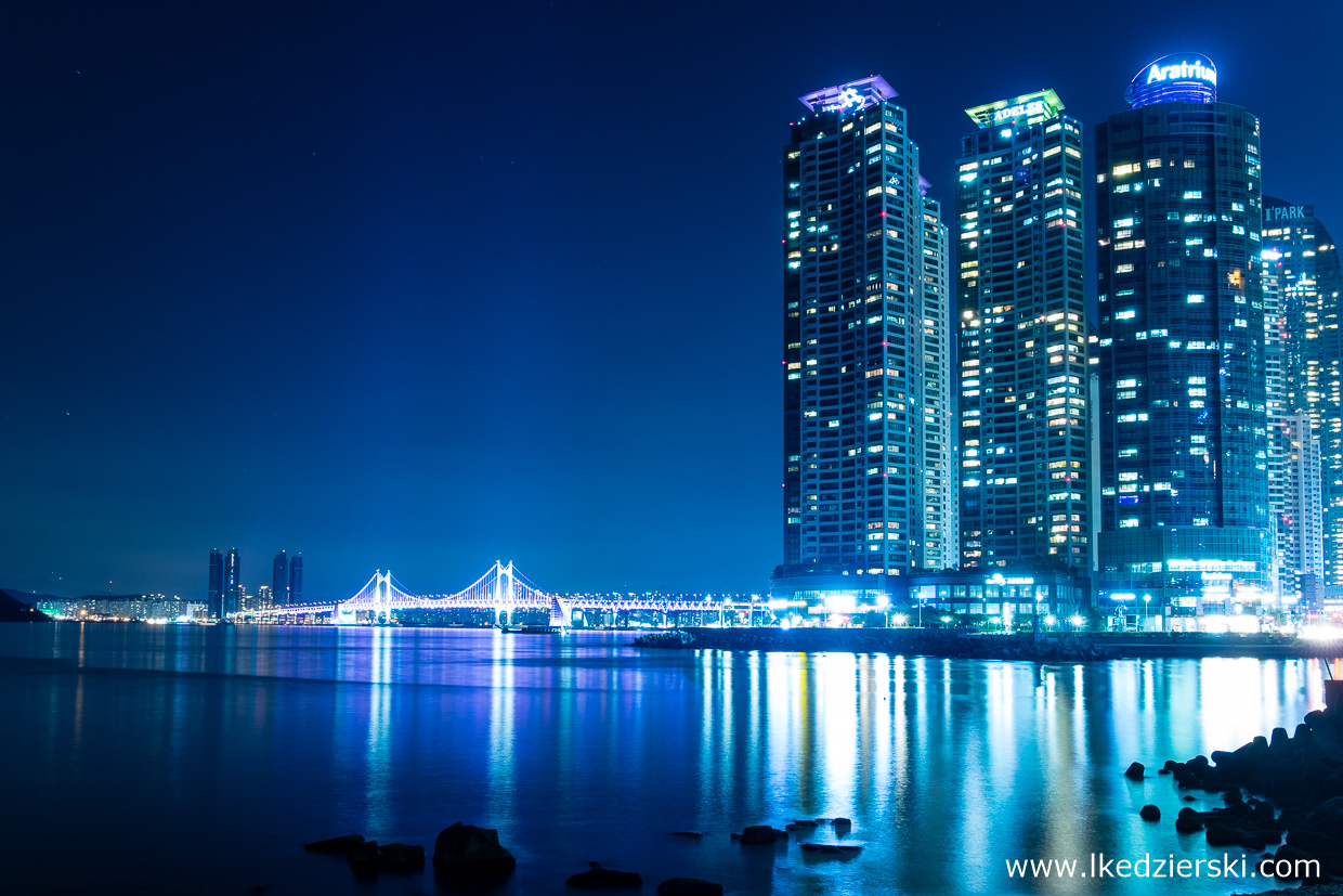 korea południowa nocne zdjęcia busan Gwangandaegyo Bridge 부산 광안대교