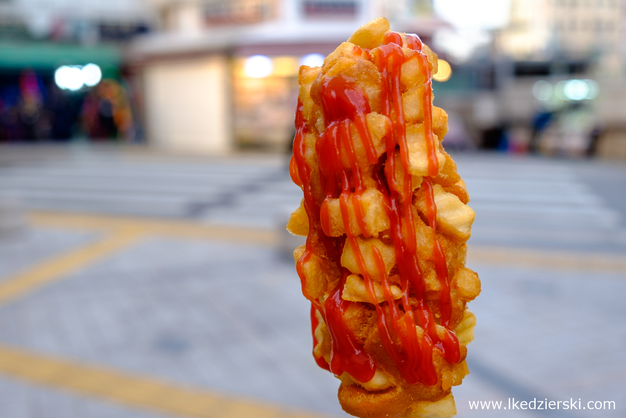 korea street food uliczne jedzenie w korei korean street food corn dog frytki