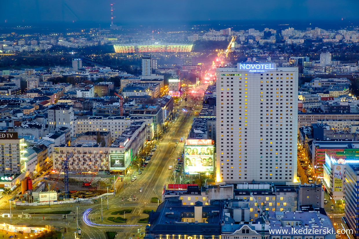 warszawa nocne zdjęcia zachód słońca novotel stadion narodowy