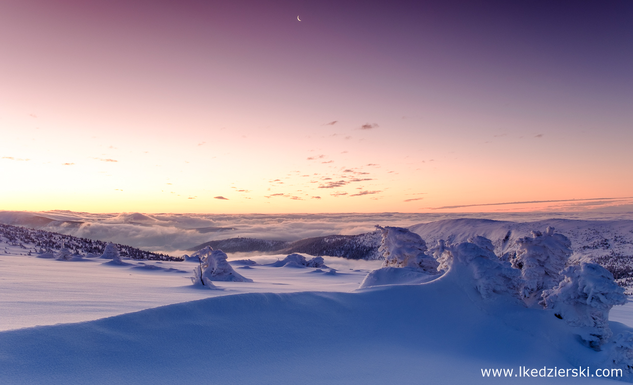karkonosze zimą zdjęcia wschód słońca karkonosze