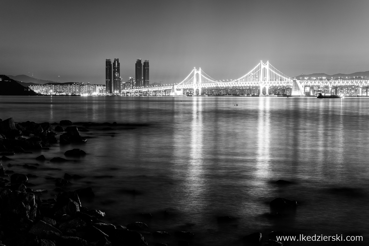 busan nocne zdjęcia black white