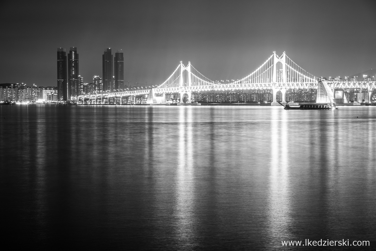 busan nocne zdjęcia black white