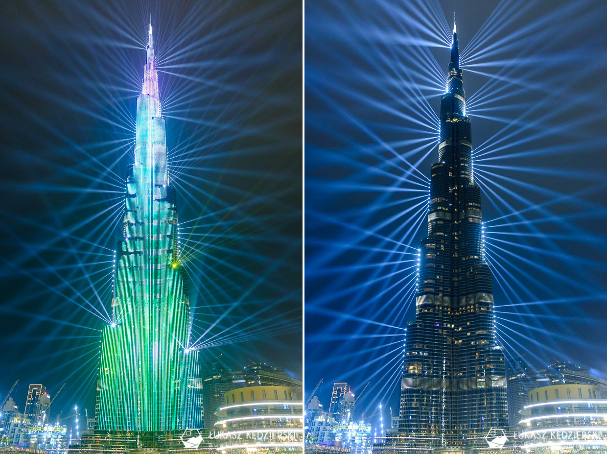 zea dubaj burj khalifa nocne zdjęcia dubai fountain