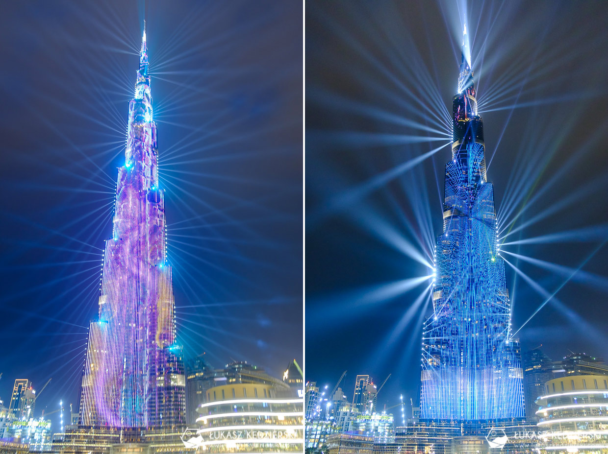 zea dubaj burj khalifa nocne zdjęcia dubai fountain