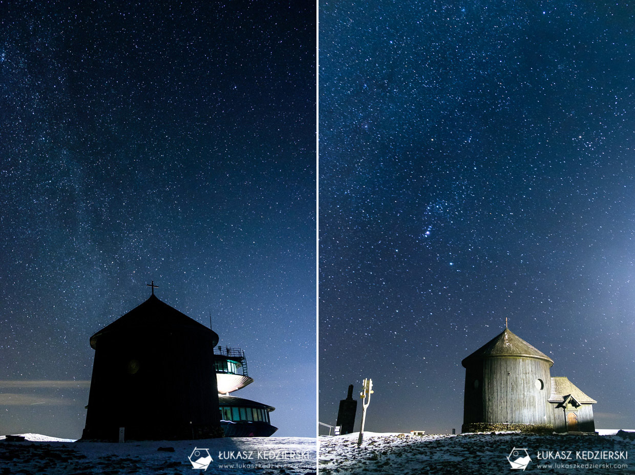 karkonosze nocą zdjęcia nocne zdjęcia karkonoszy nocne zdjęcia kaplica św Wawrzyńca