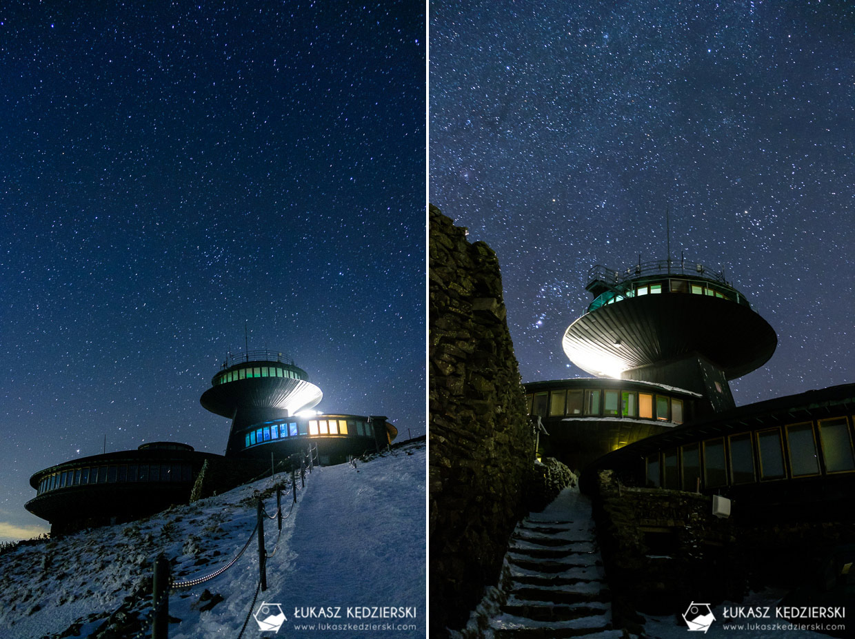 karkonosze nocą zdjęcia nocne zdjęcia karkonoszy nocne zdjęcia obserwatorium na śnieżce Wysokogórskie Obserwatorium Meteorologiczne na Śnieżce