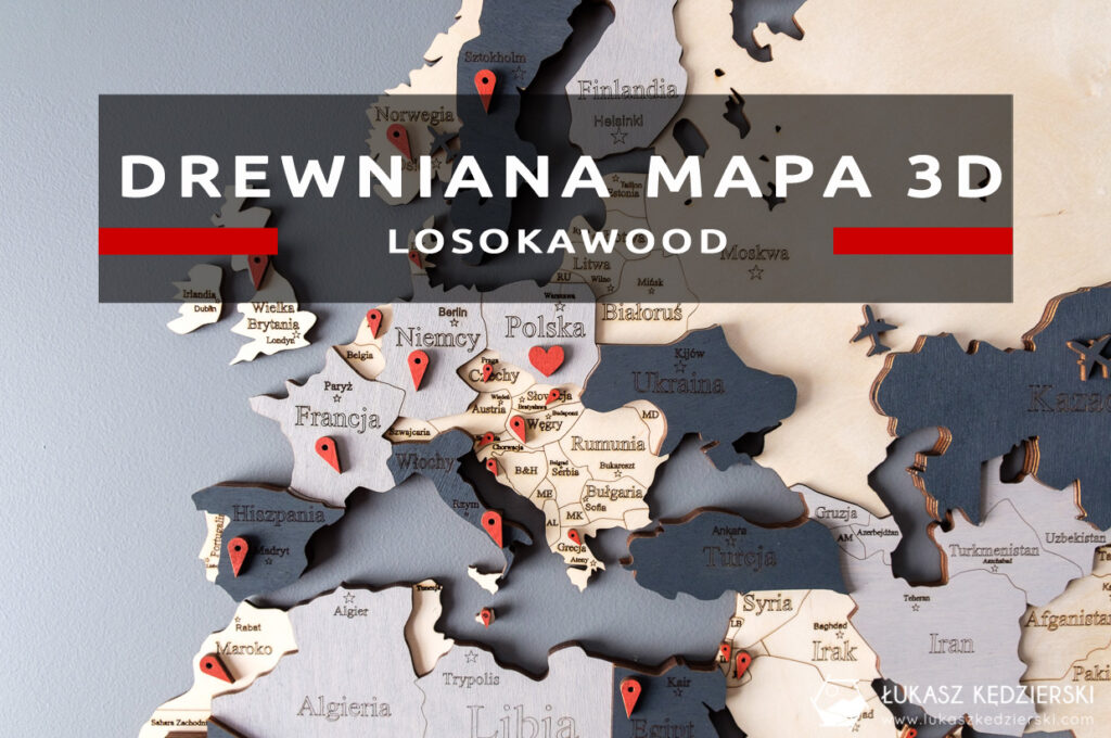 drewniana mapa świata 3d LosokaWood